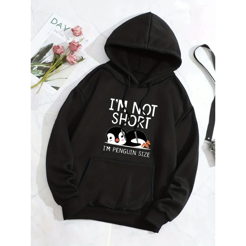 Ženski hoodie s kapuljom - labav kroj, dugi rukavi, poliester tkanina, otisak