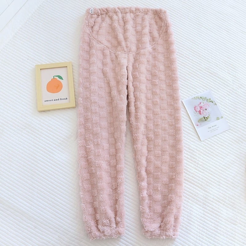 Μαιευτικά παντελόνια πυτζάμας με ζεστό кораλωφλίς, υποστήριξη κοιλιάς, φαρδιά γραμμή, πολυεστέρας 95%+, χειμώνας 2024
