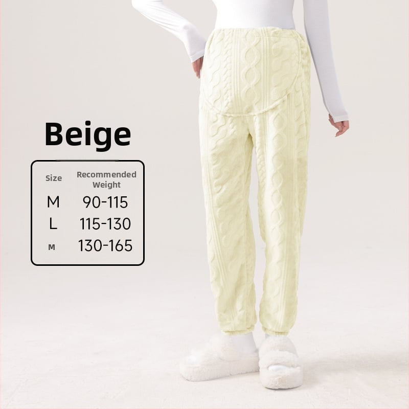 Μαιευτικά παντελόνια πυτζάμας με ζεστό кораλωφλίς, υποστήριξη κοιλιάς, φαρδιά γραμμή, πολυεστέρας 95%+, χειμώνας 2024