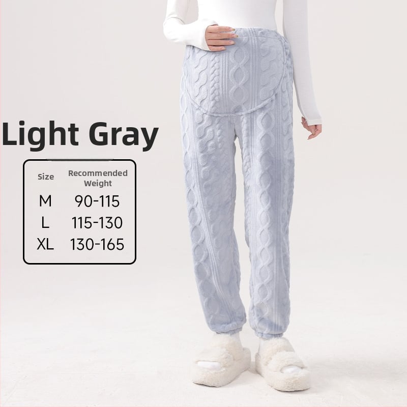 Μαιευτικά παντελόνια πυτζάμας με ζεστό кораλωφλίς, υποστήριξη κοιλιάς, φαρδιά γραμμή, πολυεστέρας 95%+, χειμώνας 2024