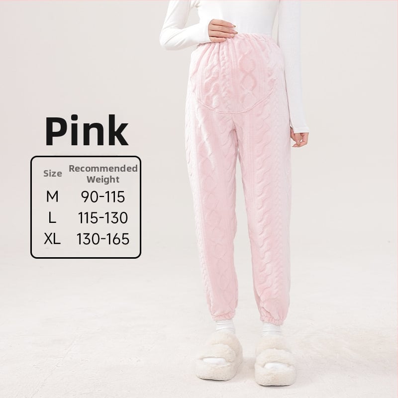 Μαιευτικά παντελόνια πυτζάμας με ζεστό кораλωφλίς, υποστήριξη κοιλιάς, φαρδιά γραμμή, πολυεστέρας 95%+, χειμώνας 2024