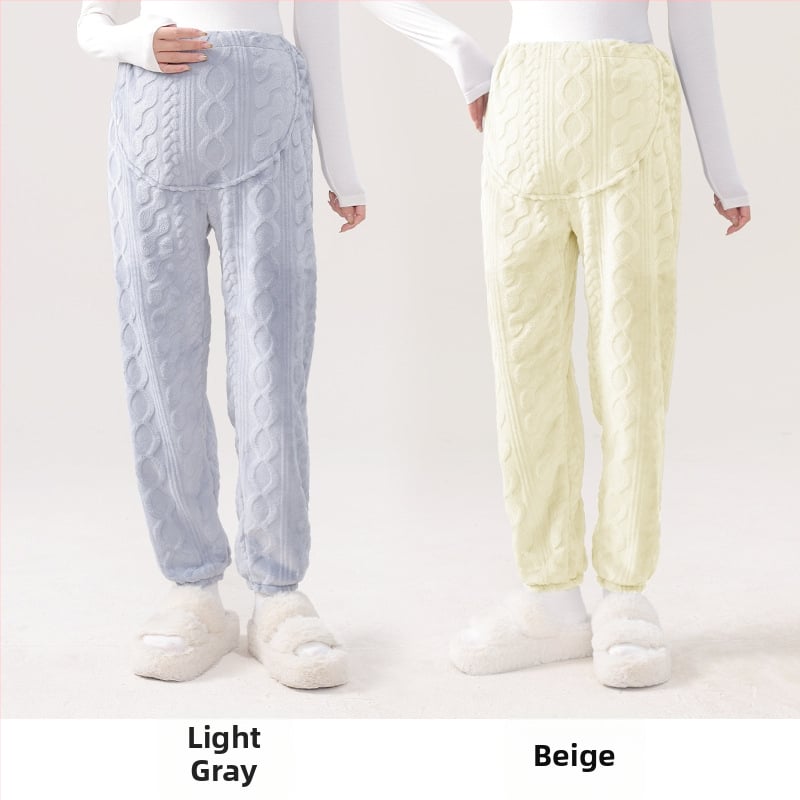 Μαιευτικά παντελόνια πυτζάμας με ζεστό кораλωφλίς, υποστήριξη κοιλιάς, φαρδιά γραμμή, πολυεστέρας 95%+, χειμώνας 2024