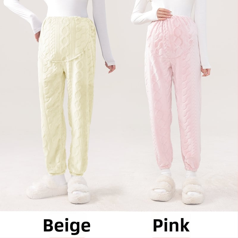 Μαιευτικά παντελόνια πυτζάμας με ζεστό кораλωφλίς, υποστήριξη κοιλιάς, φαρδιά γραμμή, πολυεστέρας 95%+, χειμώνας 2024