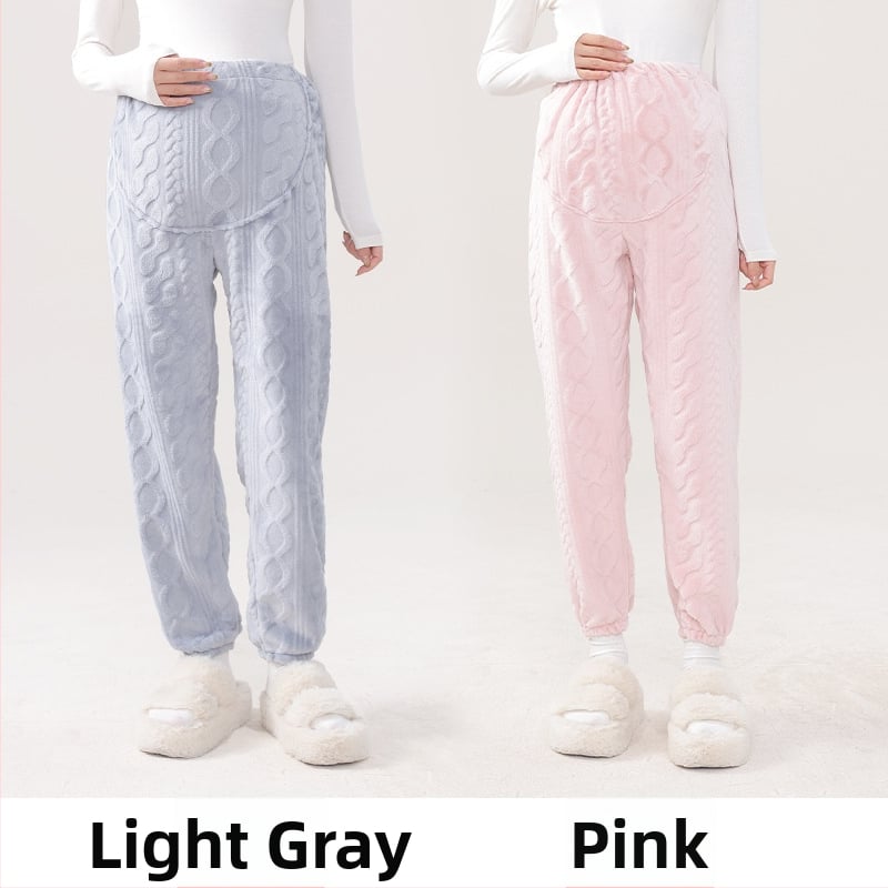 Μαιευτικά παντελόνια πυτζάμας με ζεστό кораλωφλίς, υποστήριξη κοιλιάς, φαρδιά γραμμή, πολυεστέρας 95%+, χειμώνας 2024