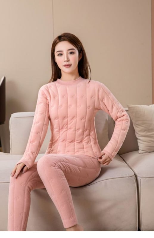 Vuneni termalni komplet donjeg rublja, ekstra debeli, tri sloja, s polu-visokim ovratnikom, bez šavova, dugi rukavi i hlače, veluru podstava, grijanje, zaštita koljena, struka i leđa