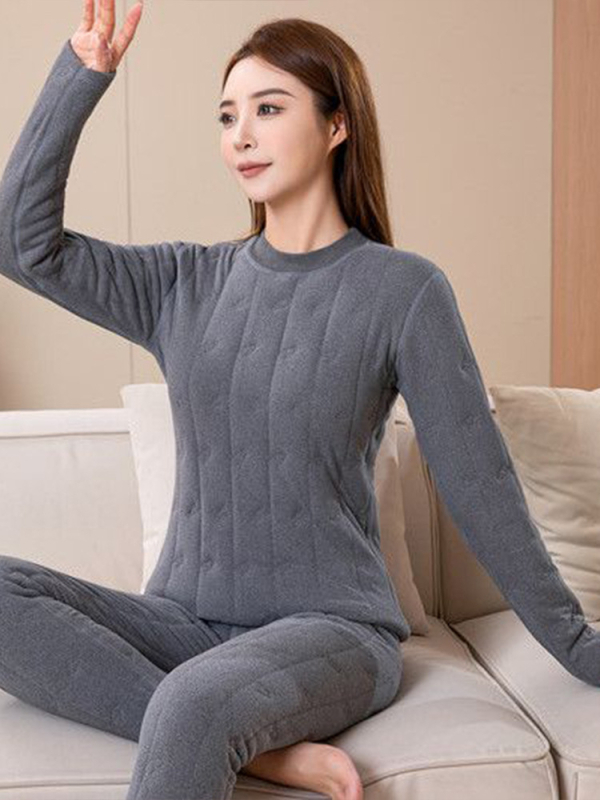 Vuneni termalni komplet donjeg rublja, ekstra debeli, tri sloja, s polu-visokim ovratnikom, bez šavova, dugi rukavi i hlače, veluru podstava, grijanje, zaštita koljena, struka i leđa