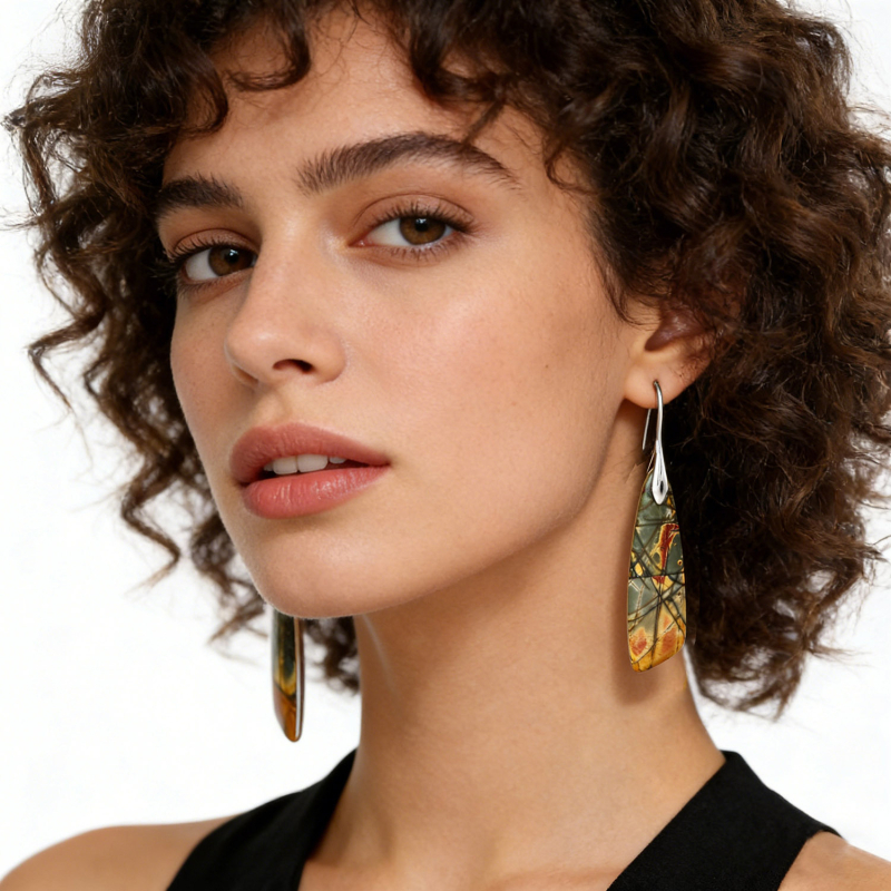 Geometrijski naušnici Boho stila s carski kamenjem za žene, Zima 2025