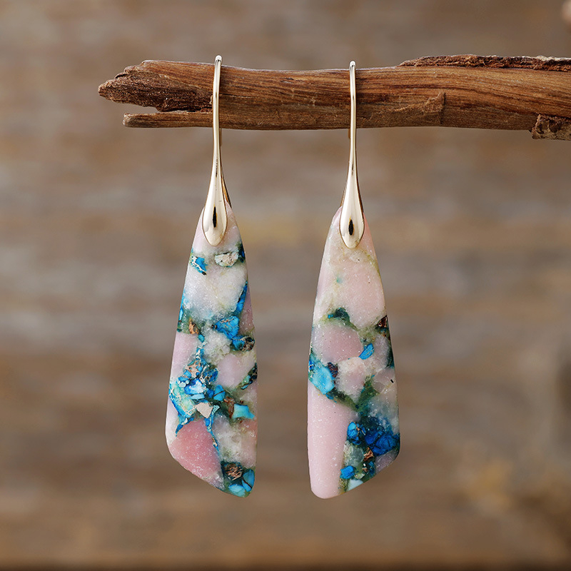 Geometrijski naušnici Boho stila s carski kamenjem za žene, Zima 2025