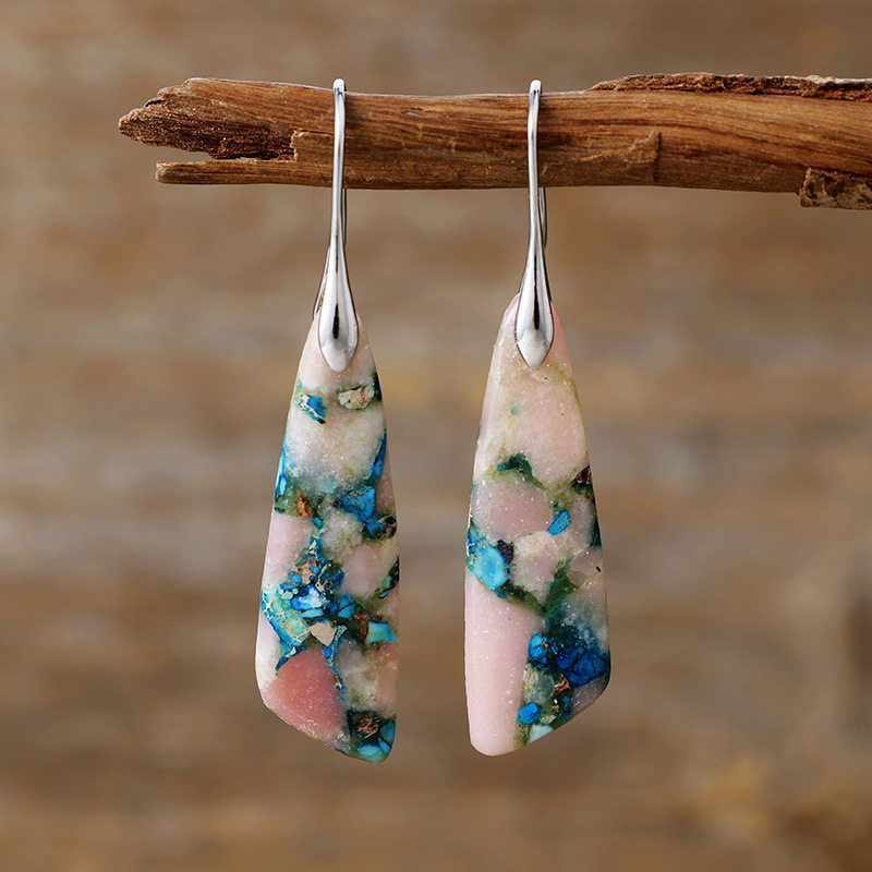 Geometrijski naušnici Boho stila s carski kamenjem za žene, Zima 2025