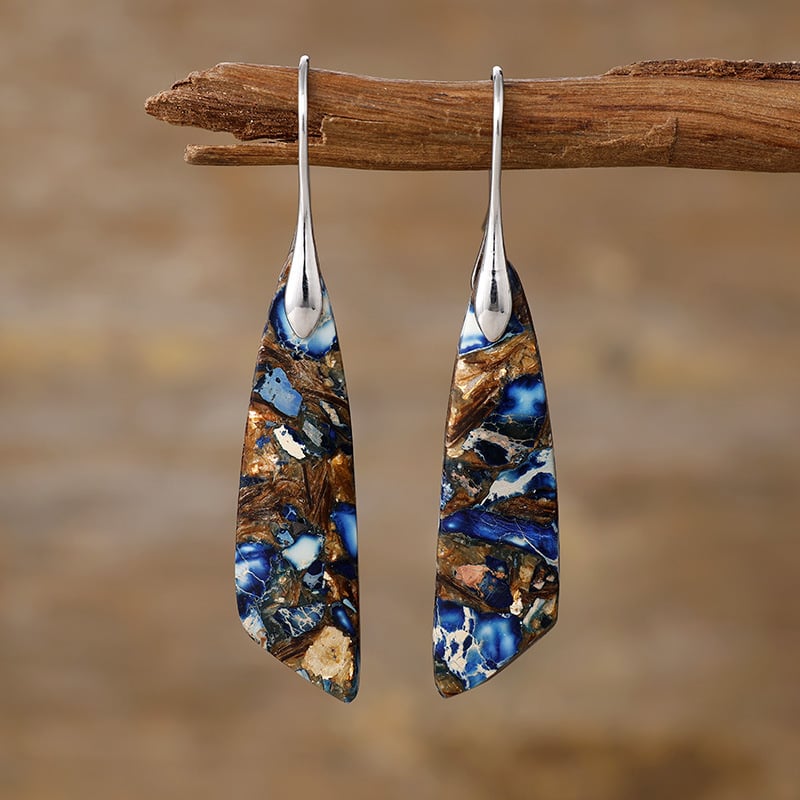 Geometrijski naušnici Boho stila s carski kamenjem za žene, Zima 2025