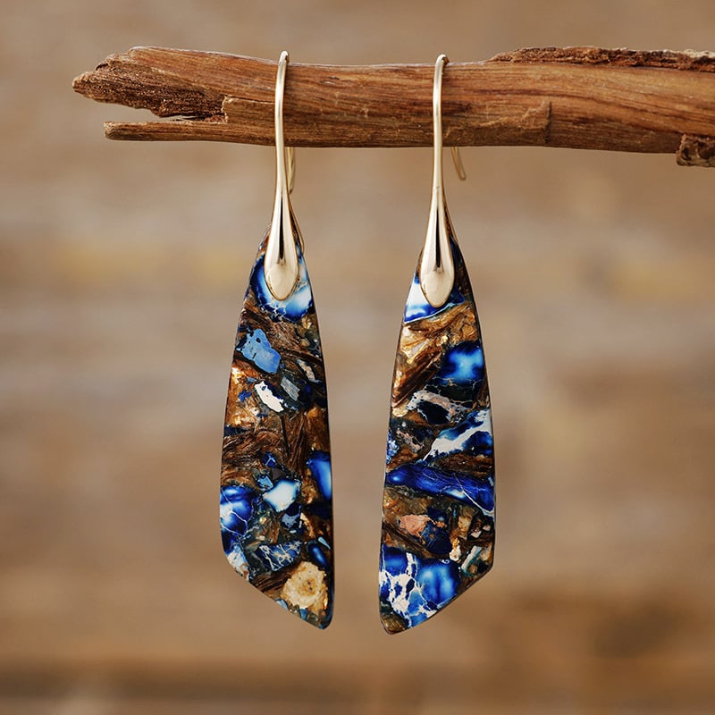 Geometrijski naušnici Boho stila s carski kamenjem za žene, Zima 2025