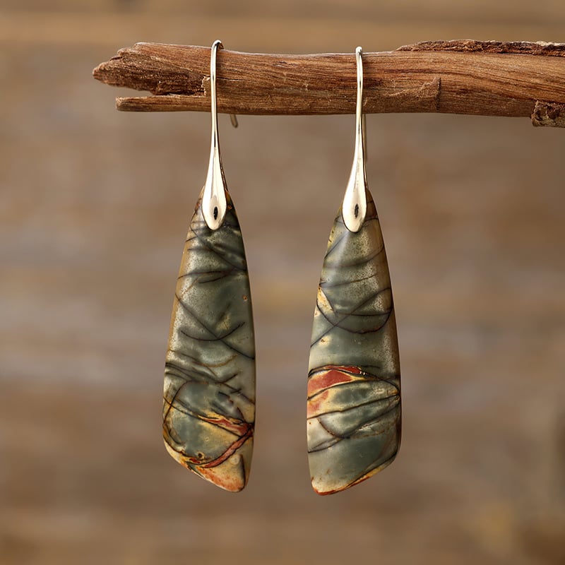 Geometrijski naušnici Boho stila s carski kamenjem za žene, Zima 2025