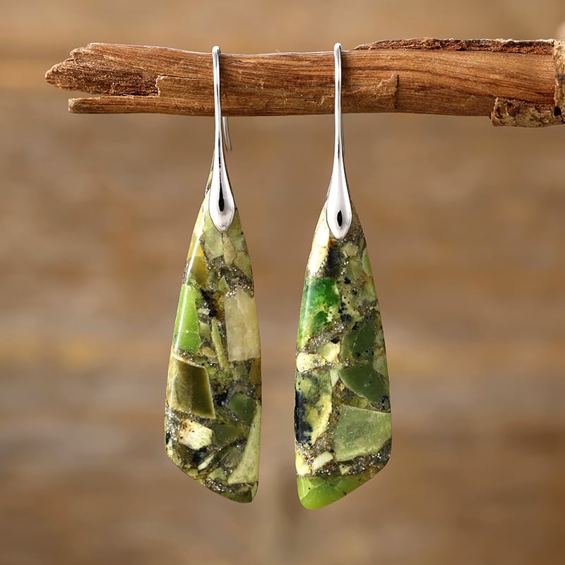 Geometrijski naušnici Boho stila s carski kamenjem za žene, Zima 2025