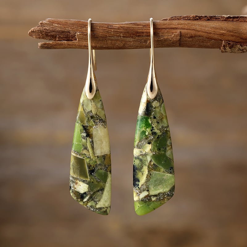 Geometrijski naušnici Boho stila s carski kamenjem za žene, Zima 2025