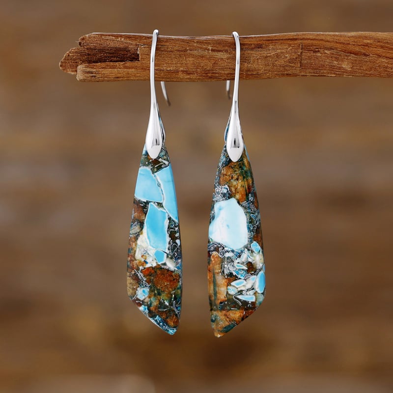 Geometrijski naušnici Boho stila s carski kamenjem za žene, Zima 2025