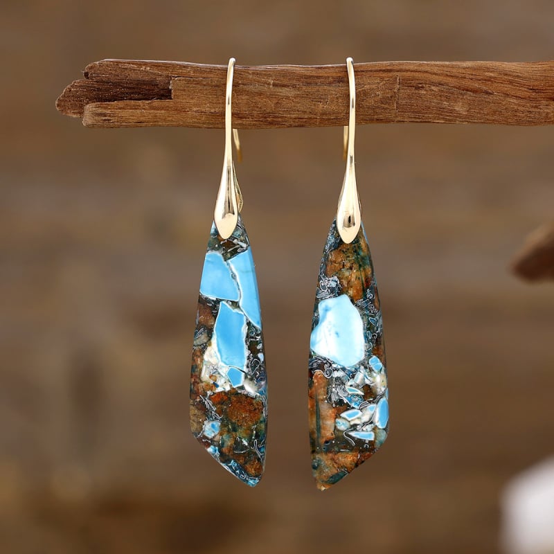 Geometrijski naušnici Boho stila s carski kamenjem za žene, Zima 2025