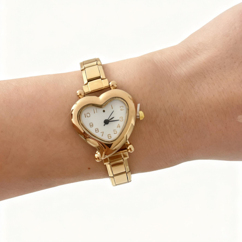 XYSP Női szabadidő kvarc karóra Pearl mozgással, rozsdamentes acél szíj, szív alakú számlap, fém tok, 10 m vízállóság