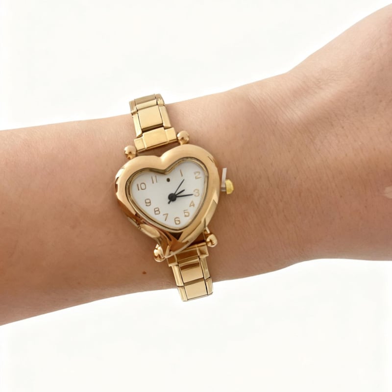 XYSP Női szabadidő kvarc karóra Pearl mozgással, rozsdamentes acél szíj, szív alakú számlap, fém tok, 10 m vízállóság