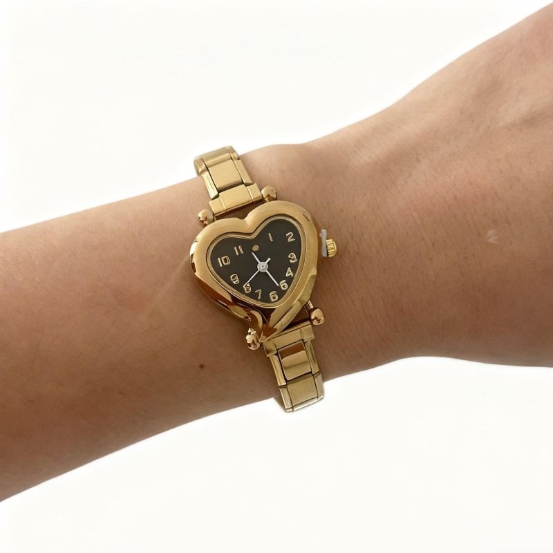 XYSP Női szabadidő kvarc karóra Pearl mozgással, rozsdamentes acél szíj, szív alakú számlap, fém tok, 10 m vízállóság
