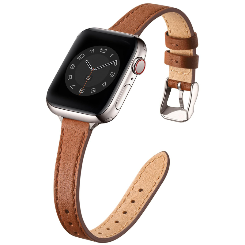 Curea Apple Watch - Piele naturală, Stil feminin fresh, proaspăt și dulce, Iarna 2023, Compatibil cu Apple Watch Seria 4–8
