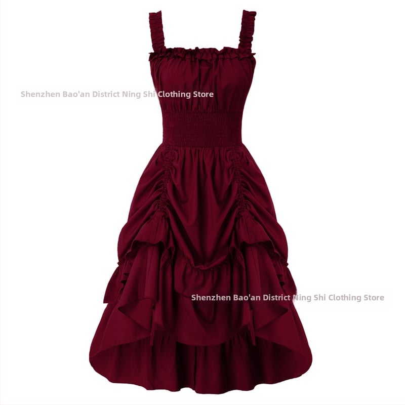 Suknelė su petnešėlėmis ir pečių atviru kaklu, pūkota midi suknelė, poliesterio audinys, Pavasaris 2024