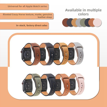 Ремък за Apple Watch Series 7 от естествена кожа, модел Crazy Horse, с заклепки