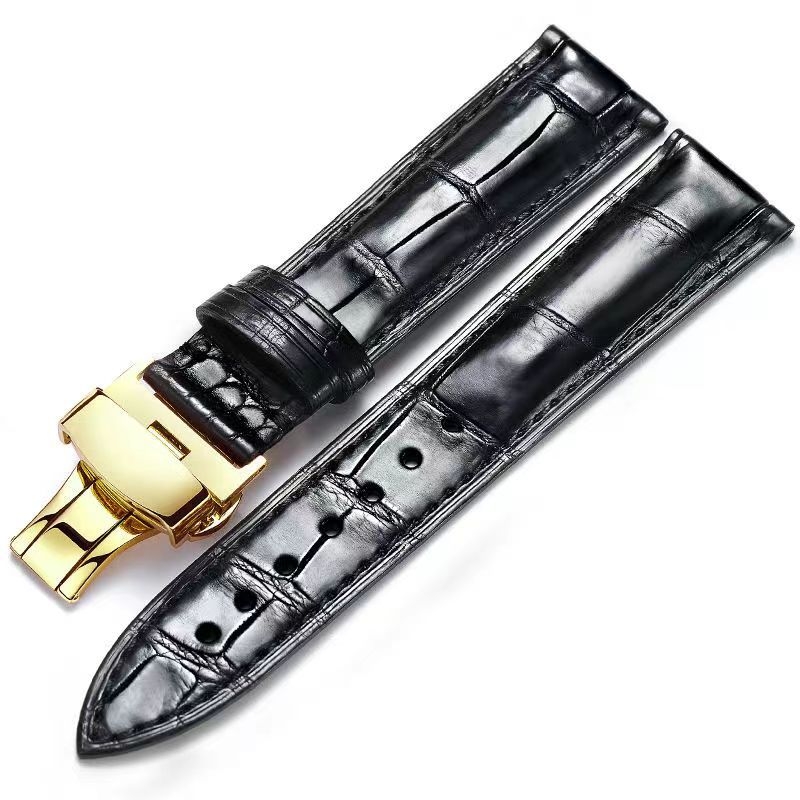Brățară pentru ceas din piele naturală, textură pe o singură față de aligator, Shishifa, iarna 2023, stil business/elegant/lux
