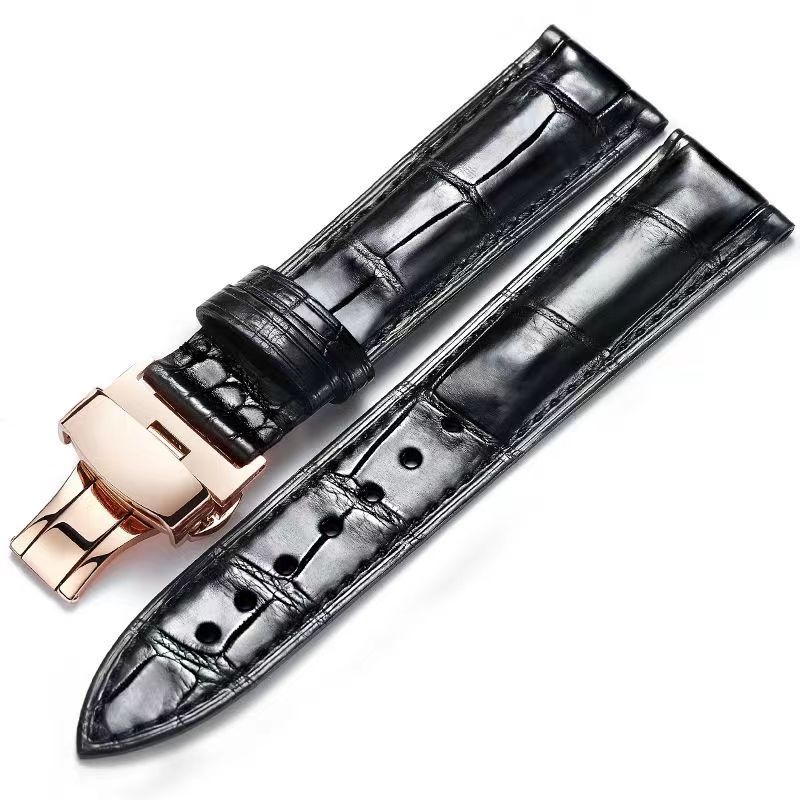 Brățară pentru ceas din piele naturală, textură pe o singură față de aligator, Shishifa, iarna 2023, stil business/elegant/lux
