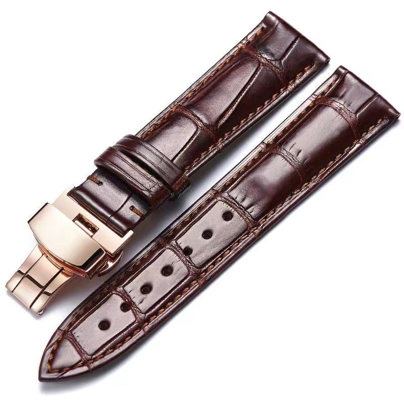 Brățară pentru ceas din piele naturală, textură pe o singură față de aligator, Shishifa, iarna 2023, stil business/elegant/lux