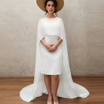 Șal din nylon cu glugă, pentru nuntă și banchet - monocrom, țesut