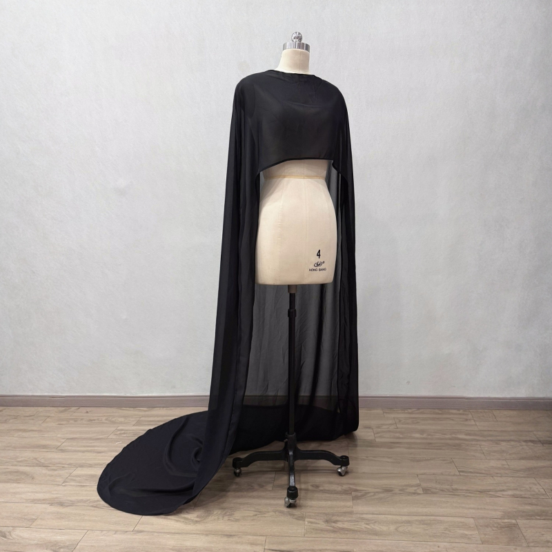 Șal din nylon cu glugă, pentru nuntă și banchet - monocrom, țesut