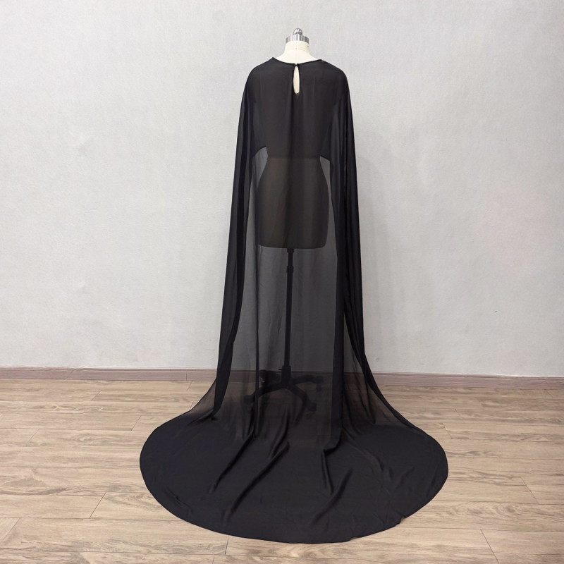 Șal din nylon cu glugă, pentru nuntă și banchet - monocrom, țesut