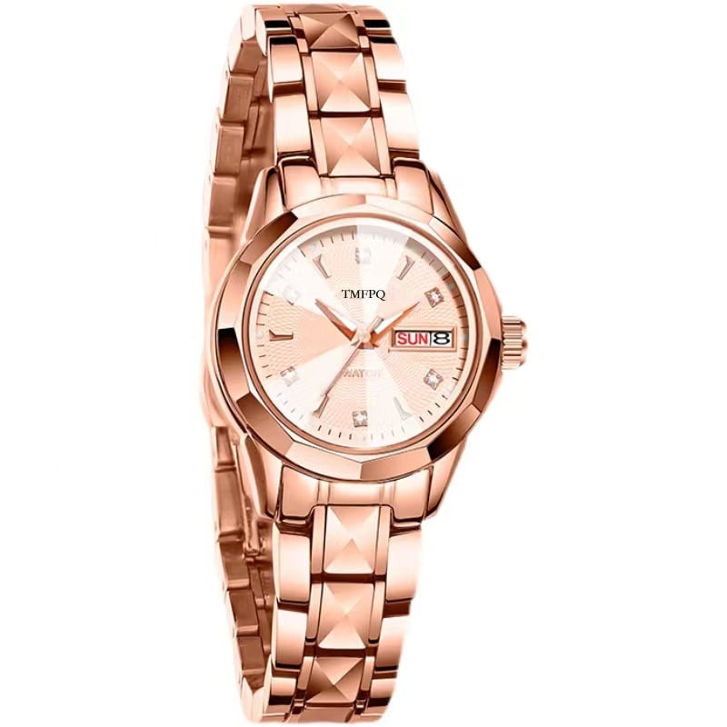 Női kvarcóra – Koreai stílus, világító számlap, naptár, 30m vízálló, rozsdamentes acél szíj