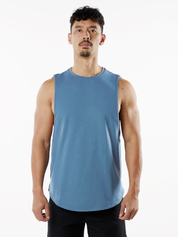 Vīriešu sporta tank top bez piedurknēm - brīvs piegriezums, Ice Ceramic Cotton 95%, raksts: vienkrāsains