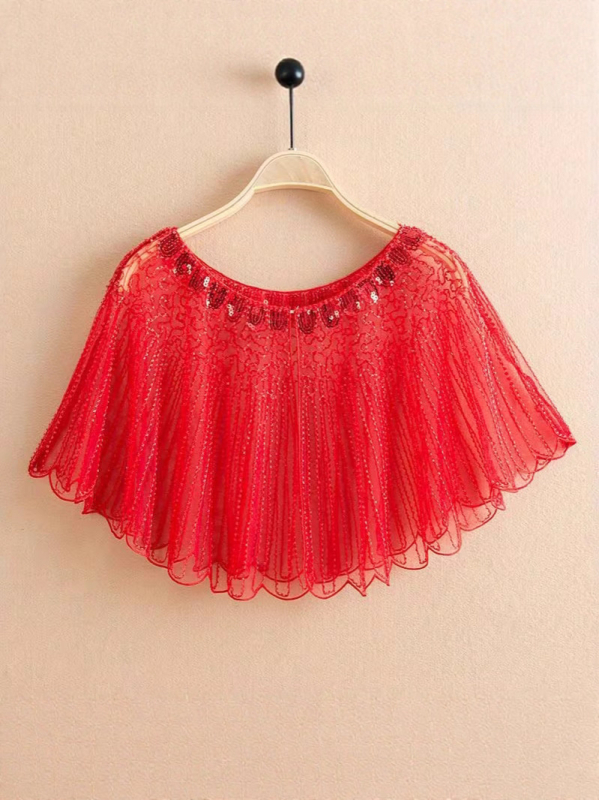 Priekšnesuma kleita ar pērlītēm šallītes un Cheongsam stila pārklājumu vēdera dejošanai — Spandex audums, pavasaris 2025, sieviete