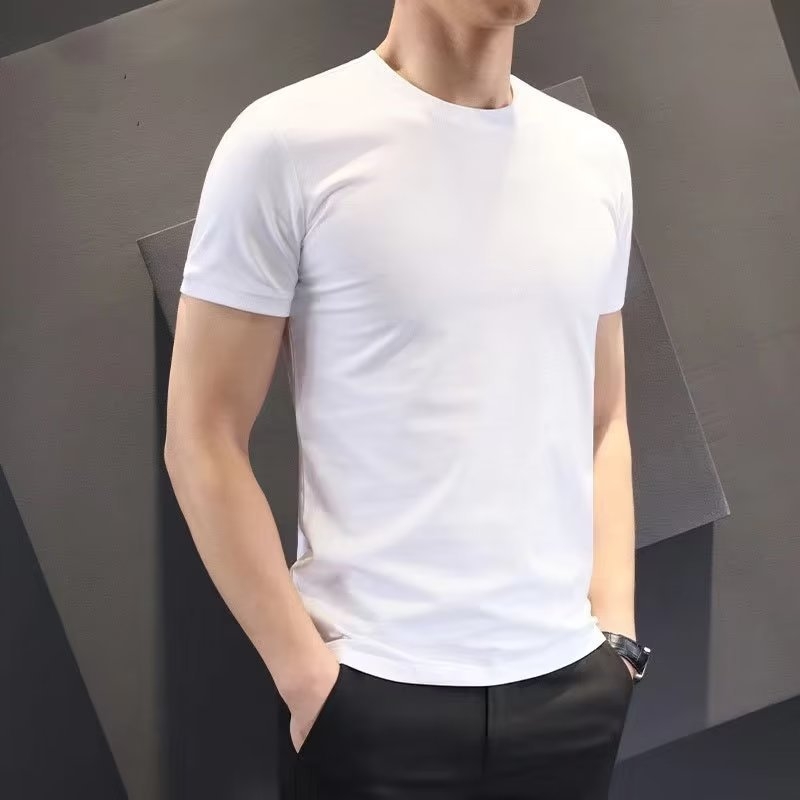 Meeste slim-fit lühikeste varrukatega T-särk ümmarguse kaelusega, polüestersegu, kerge