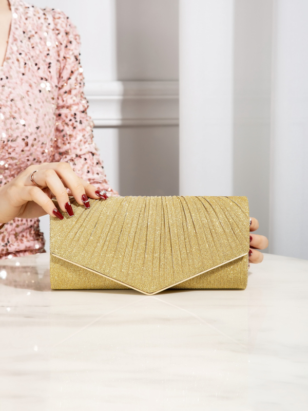 Vakara klutch somiņa - poliesters, iekšējā odere poliesters, aploksnes stila forma, laminēta iekšējā atslēga ar rāvējslēdzēju, horizontāls kvadrāta formu