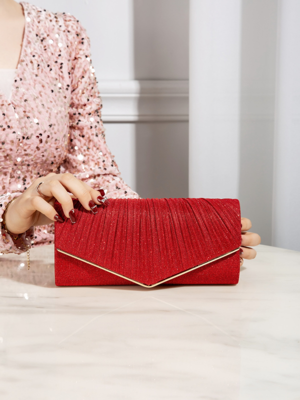 Vakara klutch somiņa - poliesters, iekšējā odere poliesters, aploksnes stila forma, laminēta iekšējā atslēga ar rāvējslēdzēju, horizontāls kvadrāta formu