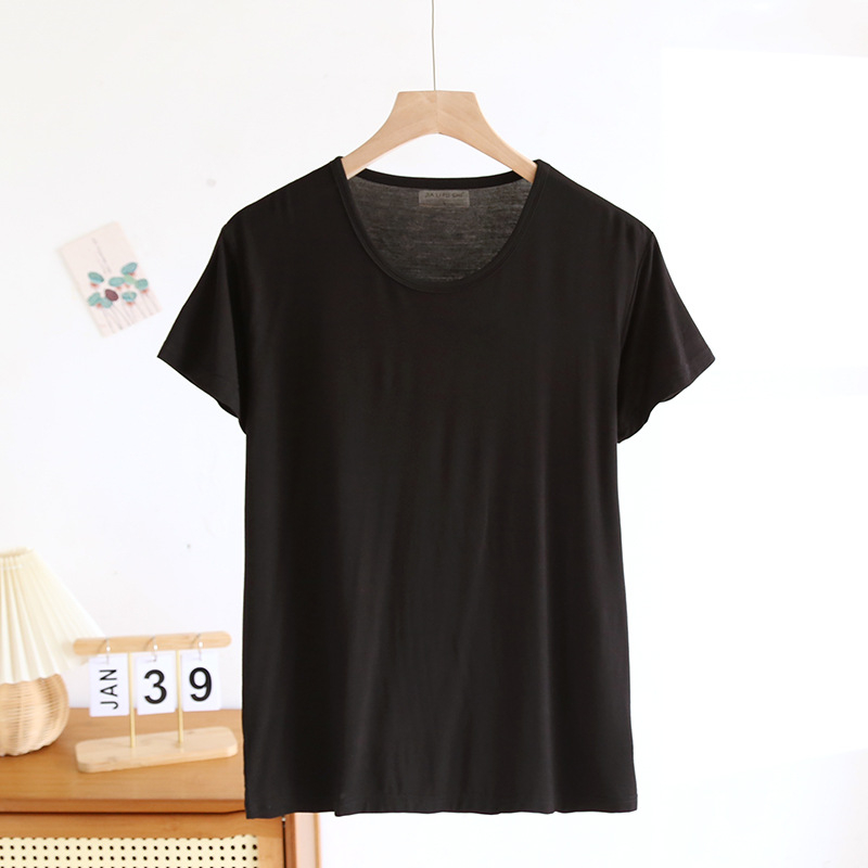 Modal materjalist lühikeste käistega meeste T-särk, vaba lõige, V-kaelus, suvi, kiire kuivatamine