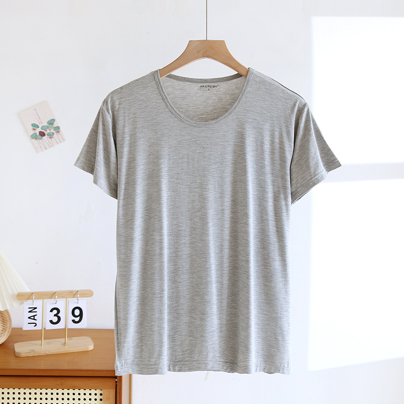 Modal materjalist lühikeste käistega meeste T-särk, vaba lõige, V-kaelus, suvi, kiire kuivatamine