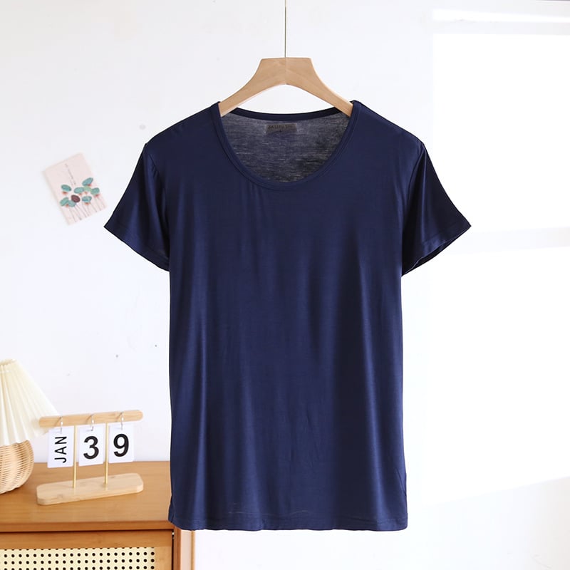 Modal materjalist lühikeste käistega meeste T-särk, vaba lõige, V-kaelus, suvi, kiire kuivatamine