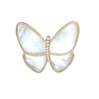 Brošnja leptir od legure s cirkonom i imitacijskim biserom, ugradnja, elegantan dizajn, proljeće 2025 izdanje