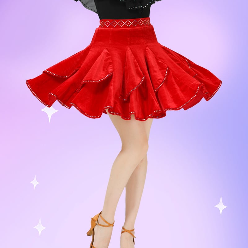 Дамски танцов топ за квадратни и модерни танци с кристални камъни, стойка яка, дълги ръкави – Hemp плат с 50% спандекс