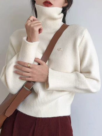 Ženski džemper s visokim ovratnikom, jesen-zima 2025, retro korejski stil, širok kroj, elegantan slojeviti top