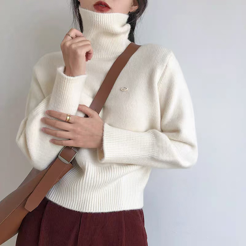 Ženski džemper s visokim ovratnikom, jesen-zima 2025, retro korejski stil, širok kroj, elegantan slojeviti top