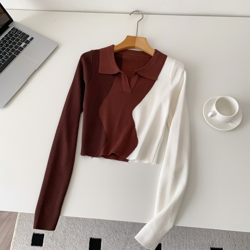 Pleteni top s polo ovratnikom i dugim rukavima, tanak materijal Ice Silk core vlakna, jedinstven uzorak, standardni kroj, standardna duljina, japansko-korejski casual stil, jesen 2025