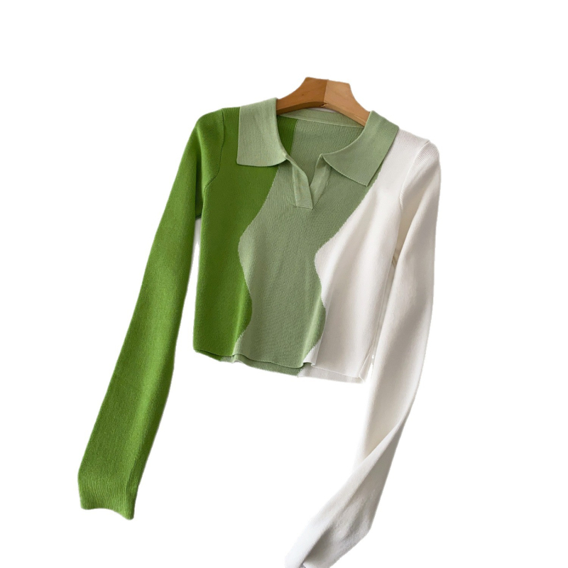 Pleteni top s polo ovratnikom i dugim rukavima, tanak materijal Ice Silk core vlakna, jedinstven uzorak, standardni kroj, standardna duljina, japansko-korejski casual stil, jesen 2025