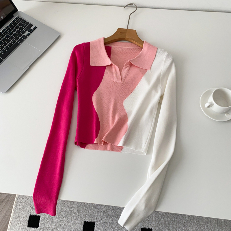 Pleteni top s polo ovratnikom i dugim rukavima, tanak materijal Ice Silk core vlakna, jedinstven uzorak, standardni kroj, standardna duljina, japansko-korejski casual stil, jesen 2025