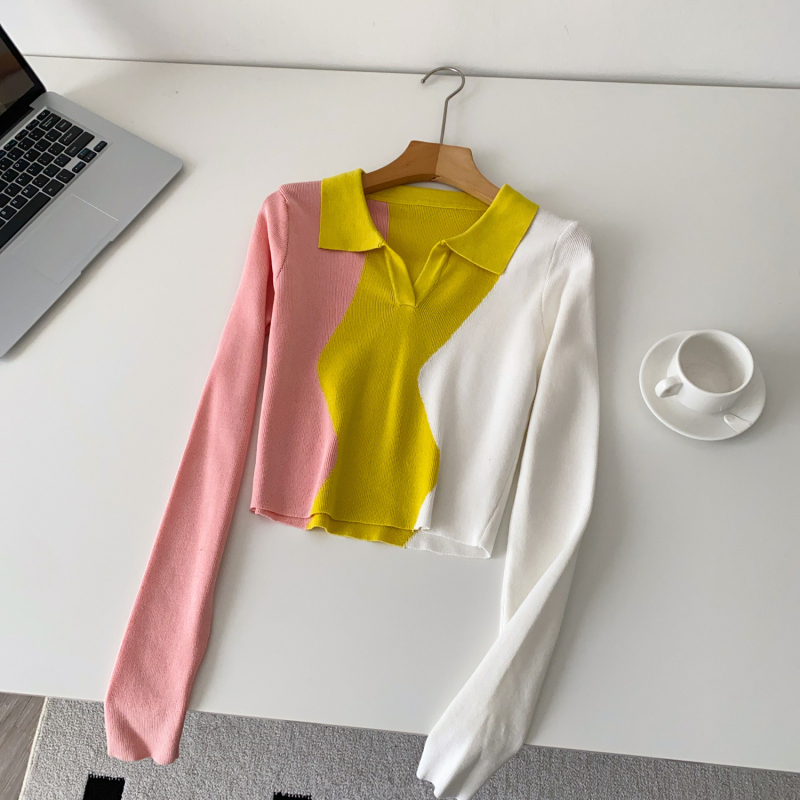 Pleteni top s polo ovratnikom i dugim rukavima, tanak materijal Ice Silk core vlakna, jedinstven uzorak, standardni kroj, standardna duljina, japansko-korejski casual stil, jesen 2025
