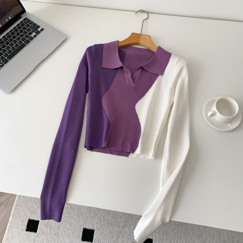 Pleteni top s polo ovratnikom i dugim rukavima, tanak materijal Ice Silk core vlakna, jedinstven uzorak, standardni kroj, standardna duljina, japansko-korejski casual stil, jesen 2025